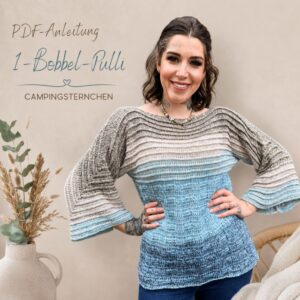 🌊🩵 PDF-Häkelanleitung Campingsternchen – Dein neuer 1-Bobbel-Pulli! ☀️🧶