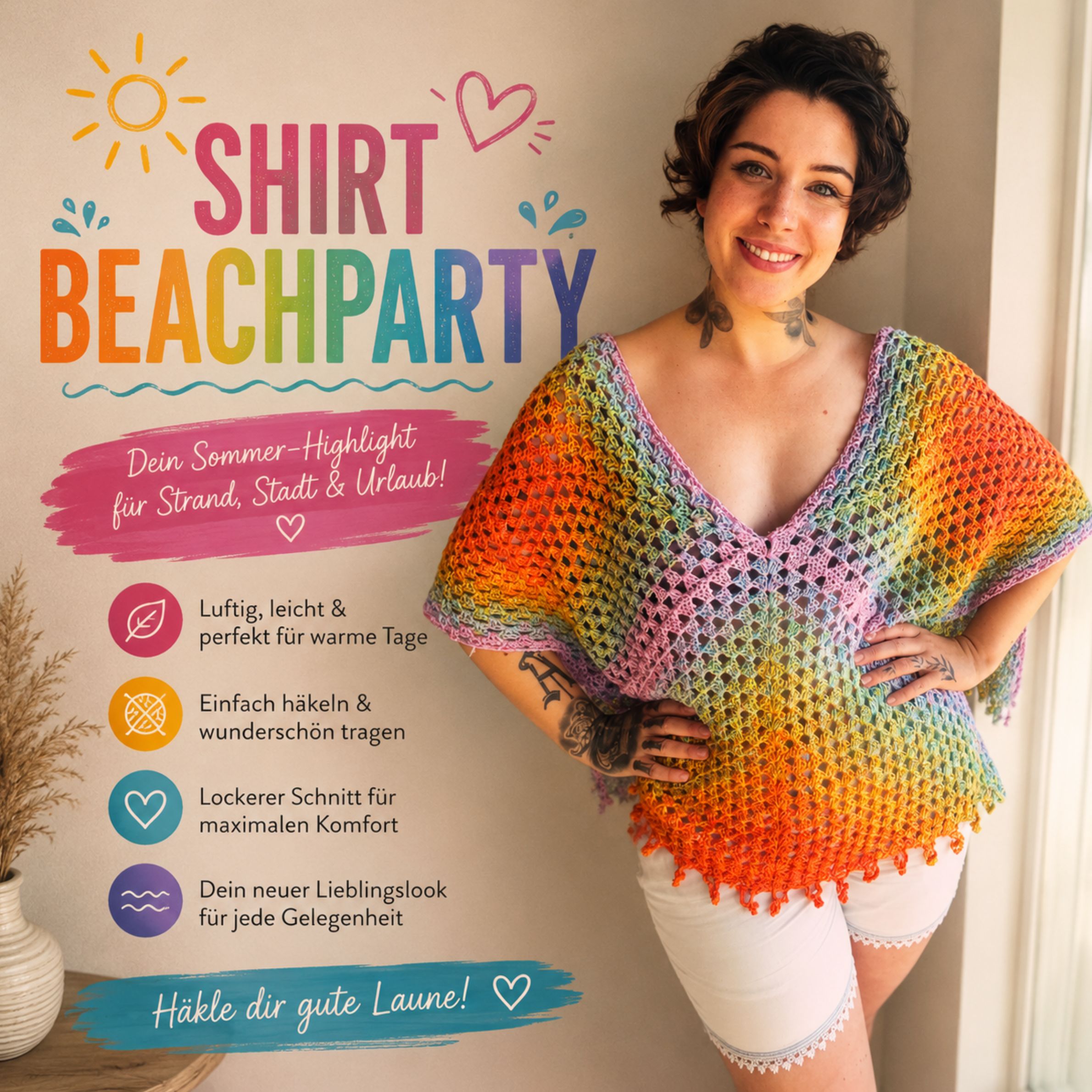 đ´ SHIRT BEACHPARTY â Häkle dir dein Sommerfeeling! âď¸đ