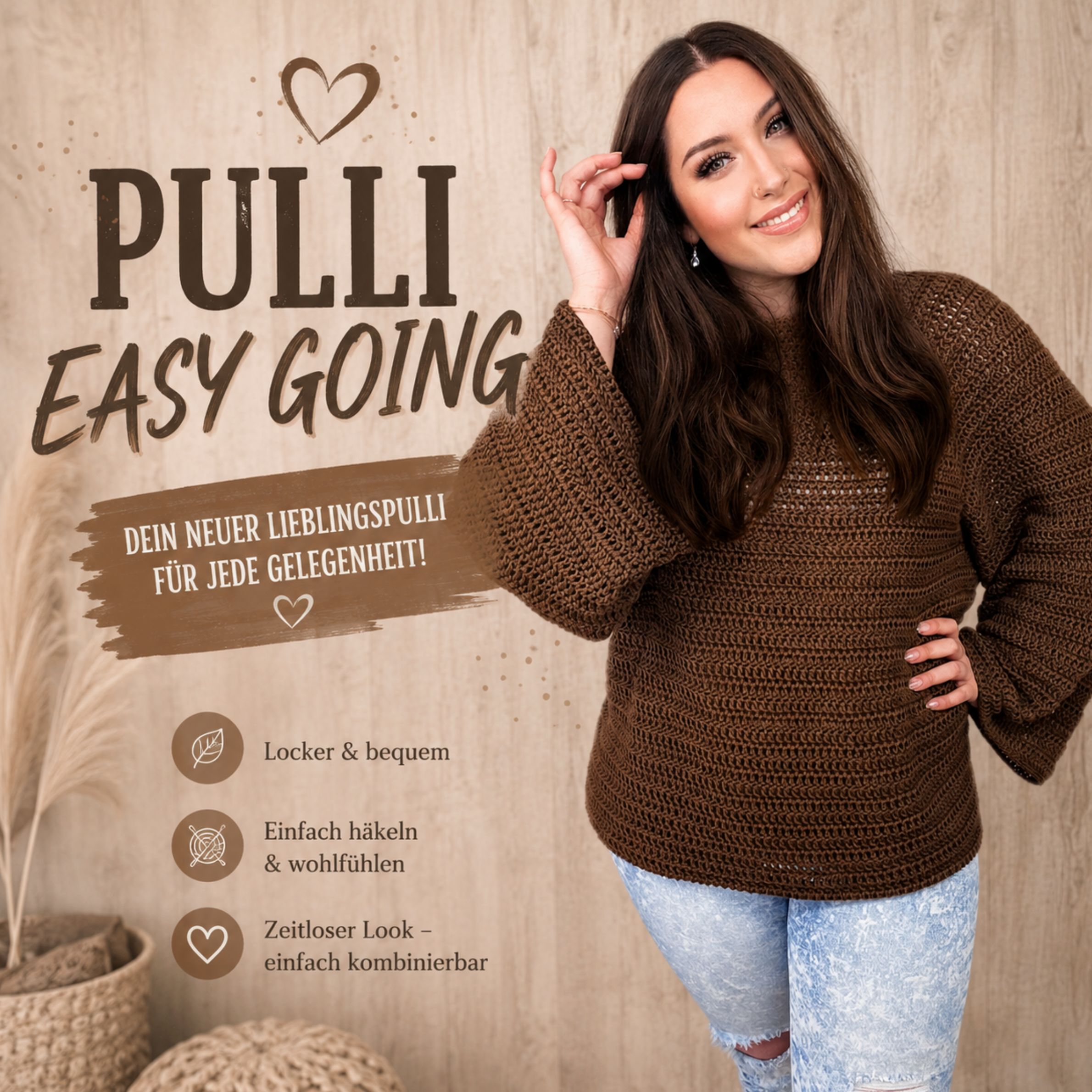 🤎 PULLI EASY GOING – Häkle dir deinen neuen Lieblingspulli